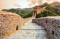 great wall the landmark of china and  beijing